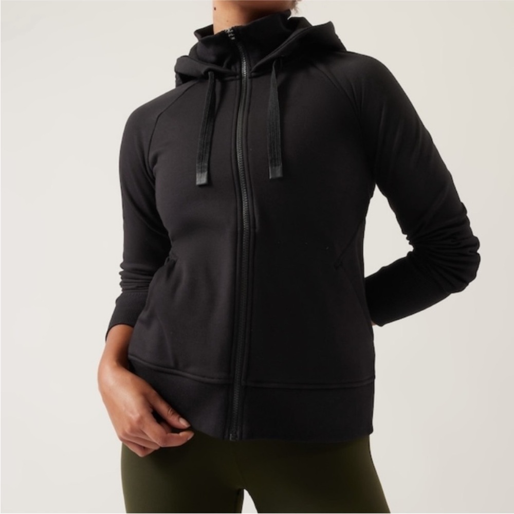 Athleta Triumph Full Zip Hoodie in Black, Size Small Petite, NWT